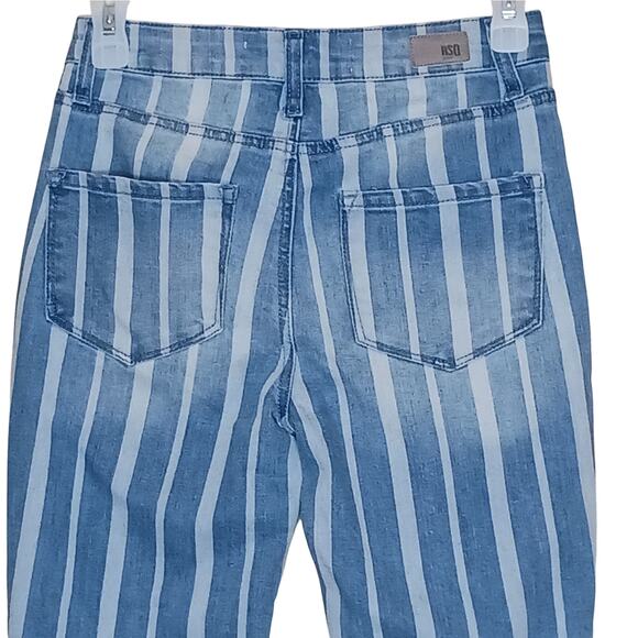 RSQ Jeans Womens Size 0 Blue White Stripe High Rise Ankle Skinny Y2K Coastal - Picture 6 of 12